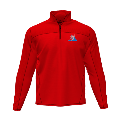 [CUS-DFW-QTRZ-PER-LSL-RED-AS-LOGO1] Quarter Zip Pullover (Adult S, Red, Logo 1)