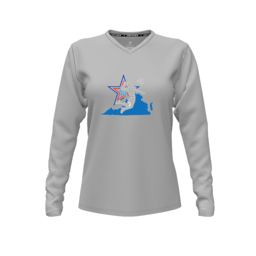 [FTLVCFGY-FYXS-LOGO1] Comfort T-Shirt (Female Youth XS, Gray, V Neck, Logo 1, Long Sleeve)