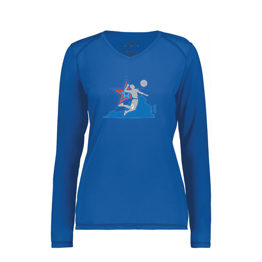 [6847.060.XS-LOGO1] Women's SoftTouch Long Sleeve (Female Adult XS, Royal, Logo 1)