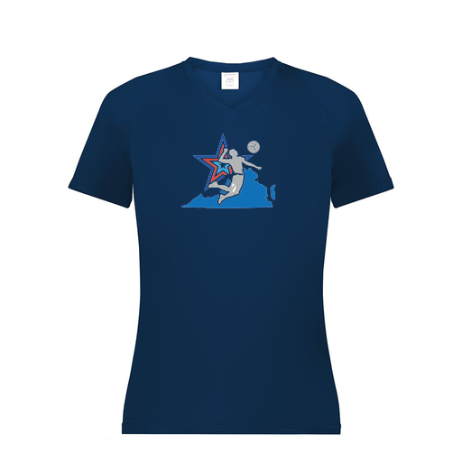 [2792.065.XS-LOGO1] Ladies Smooth Sport V-Neck T-Shirt (Female Adult XS, Navy, Logo 1)