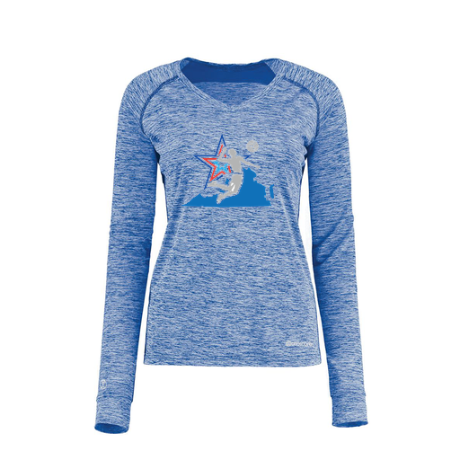 [222770.U55.XS-LOGO1] Ladies Electric Long Sleeve Shirt (Female Adult XS, Royal, Logo 1)
